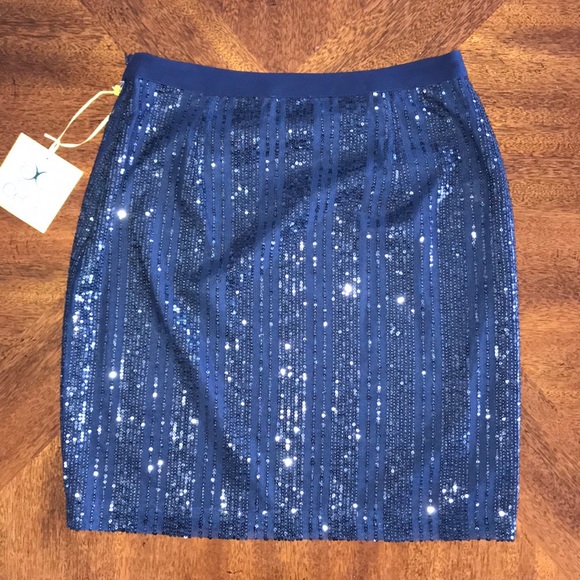 CeCe Bohemian Luxe navy blue sequin mini skirt - Picture 4 of 11